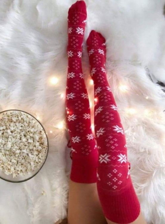 Zakolanówki świąteczne czerwone