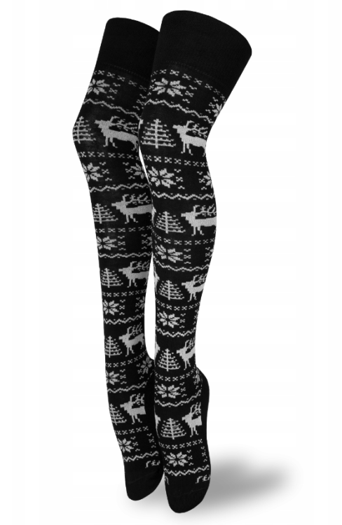 Zakolanówki świąteczne czarne